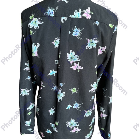 Banana Republic Women's Gray Floral Long Sleeve Button Blouse Medium - Picture 4 of 6